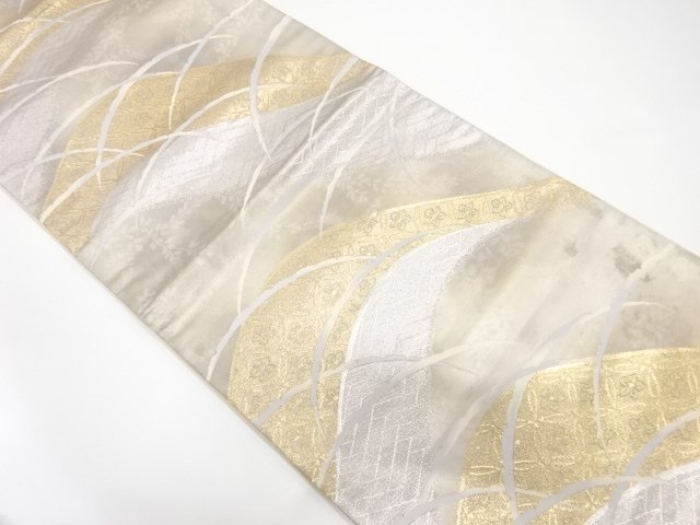 JAPANESE KIMONO / FUKURO OBI / SILK / WOVEN MOUNTAINS & GRASS